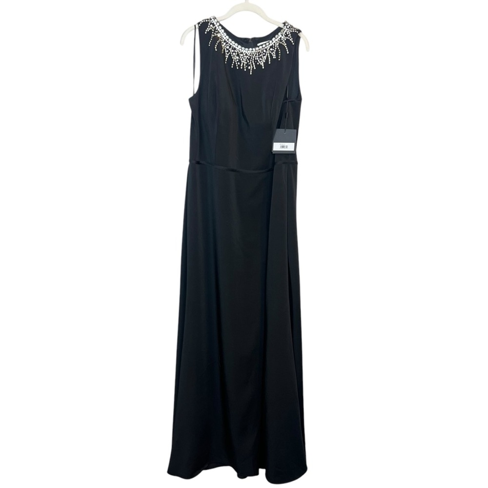 Mac Duggal Black Maxi Dress with Silver Embellishments - Picture 4 of 14